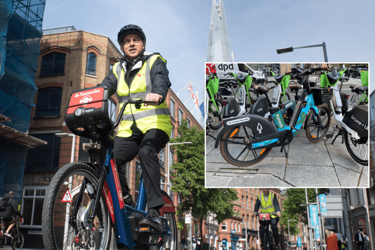 Sadiq Khan and parked e-bikes