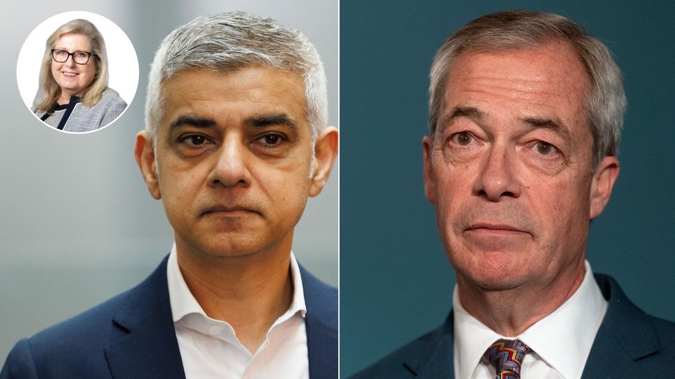 Sadiq Khan (left), Nigel Farage (right)