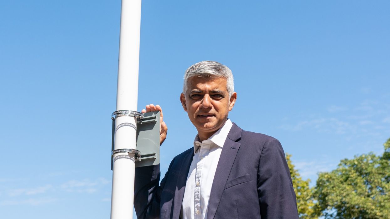 Sadiq Khan next to his Ulez camera