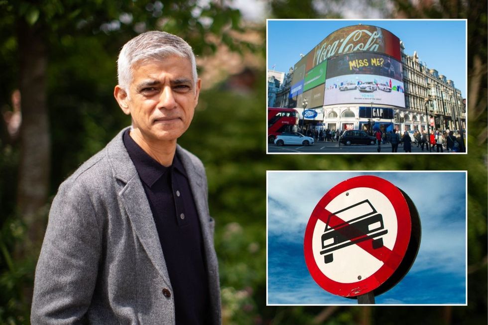 Sadiq Khan, Piccadilly Circus and a car ban sign