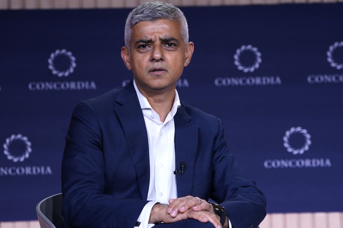 Sadiq Khan speaks onstage during the 2023 Concordia Annual Summit at Sheraton New York