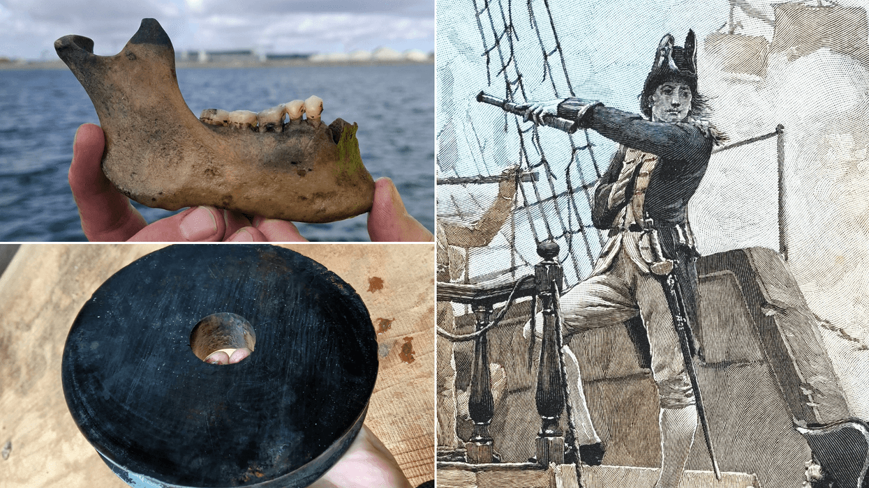 Sailor jaw and sheave from Pulley; drawing of Admiral Nelson