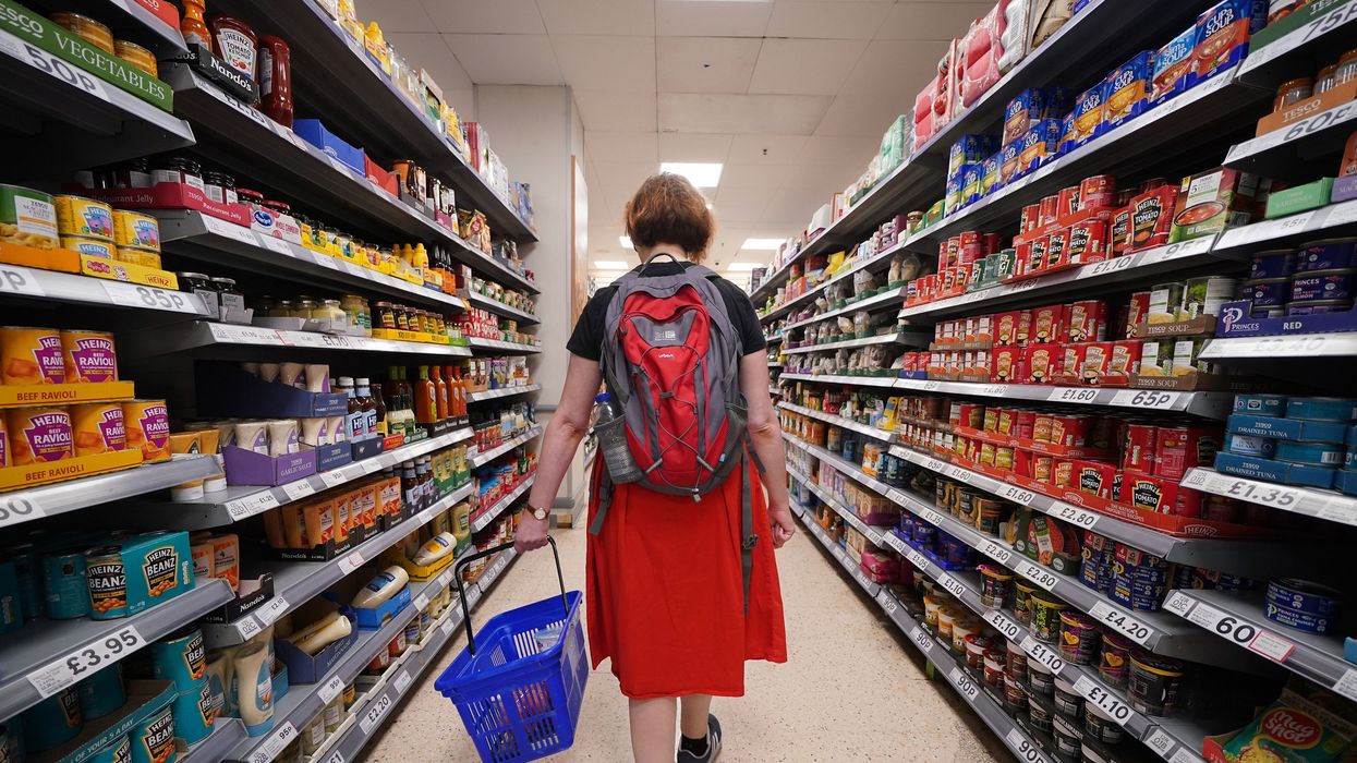 Sainsbury's shopper in supermarket