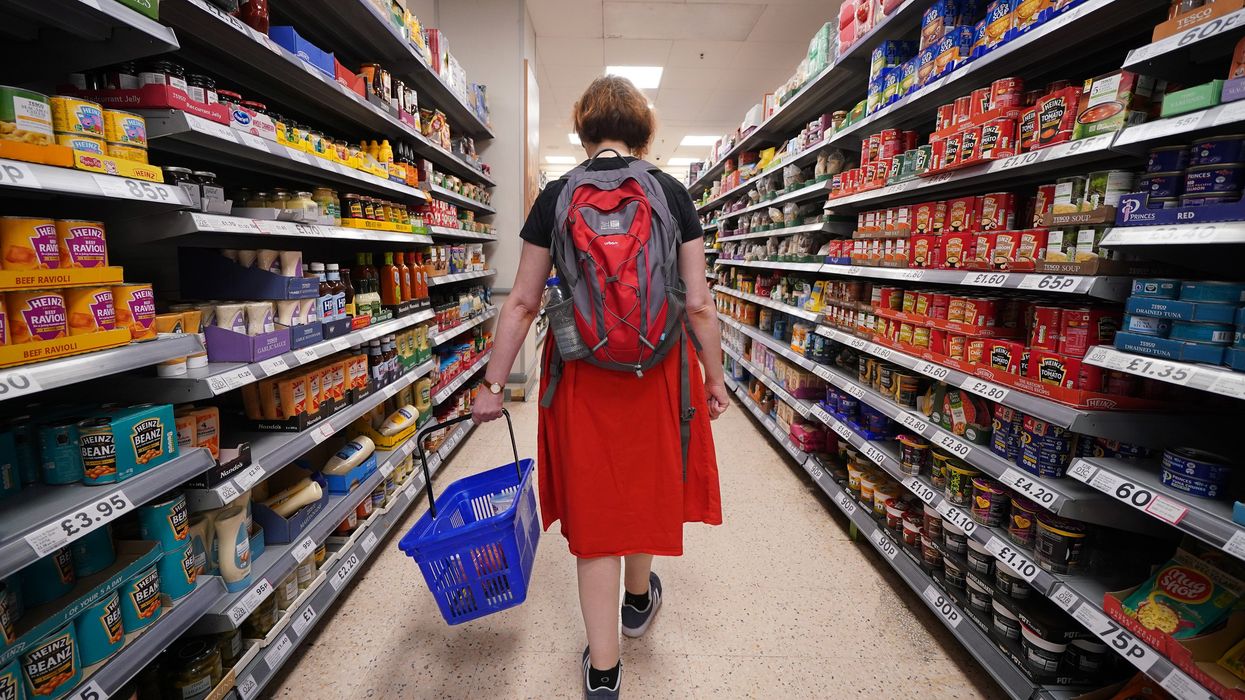 Sainsbury's shopper in supermarket