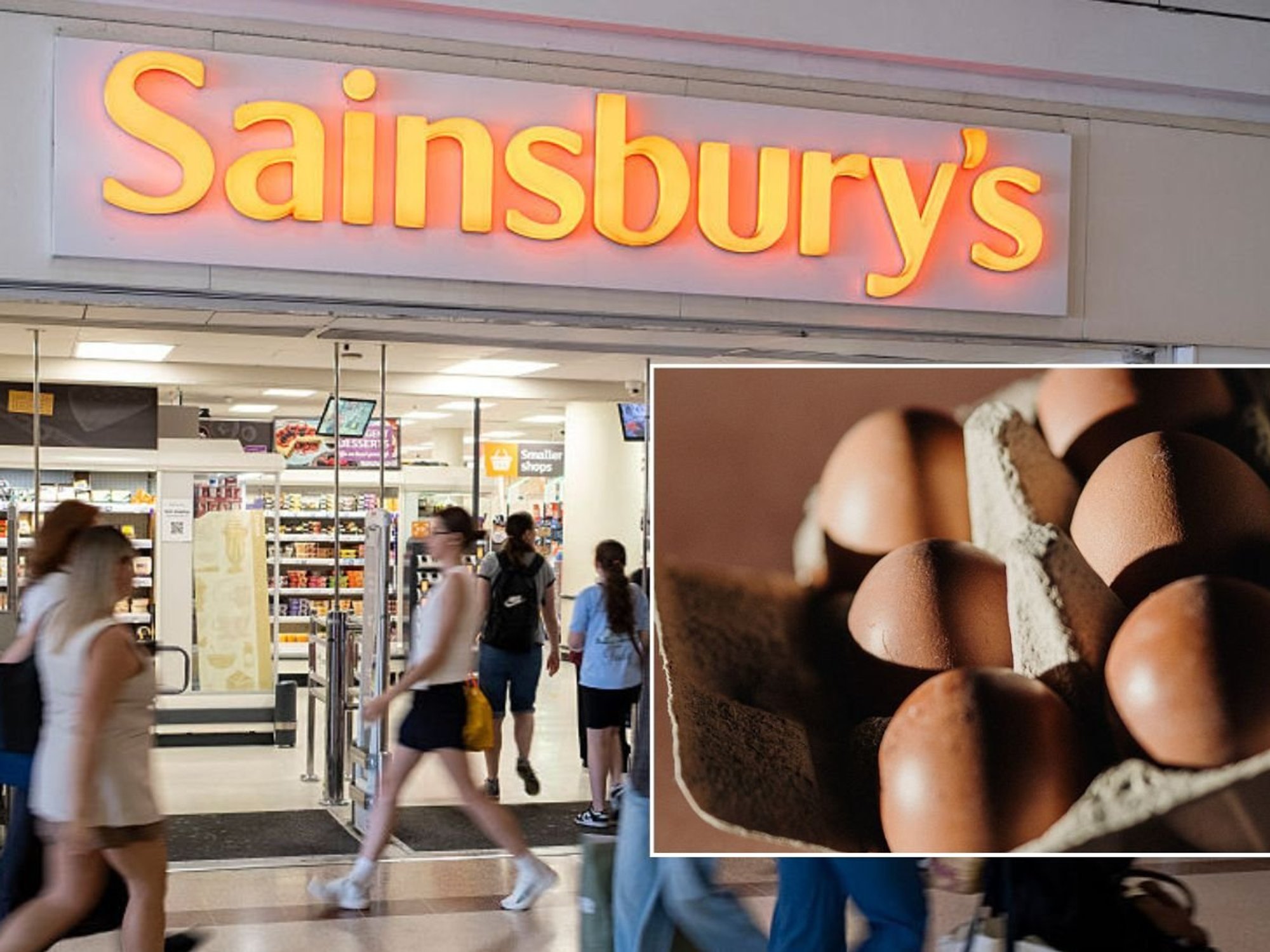 Sainsbury's store and brown eggs