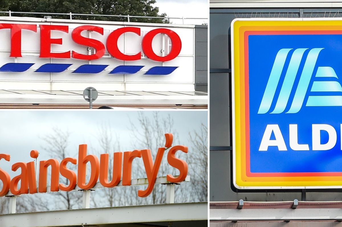 Sainsbury's Tesco Aldi signs