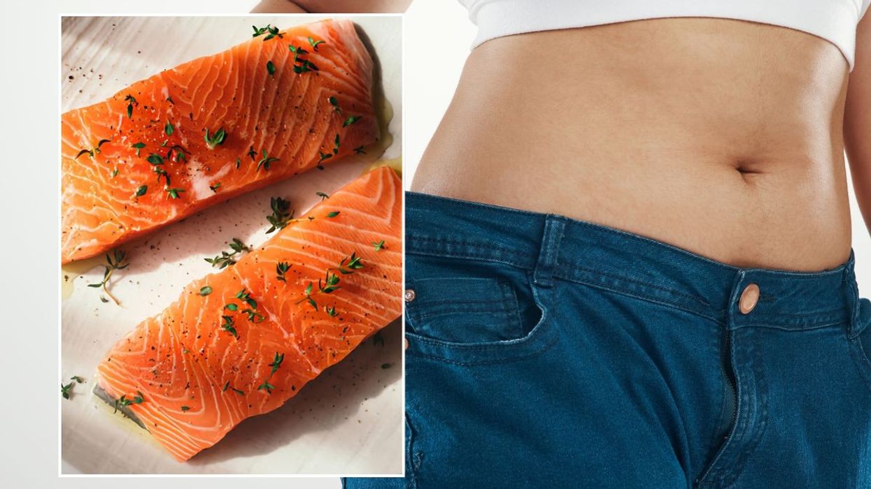 salmon and slim waistline stock