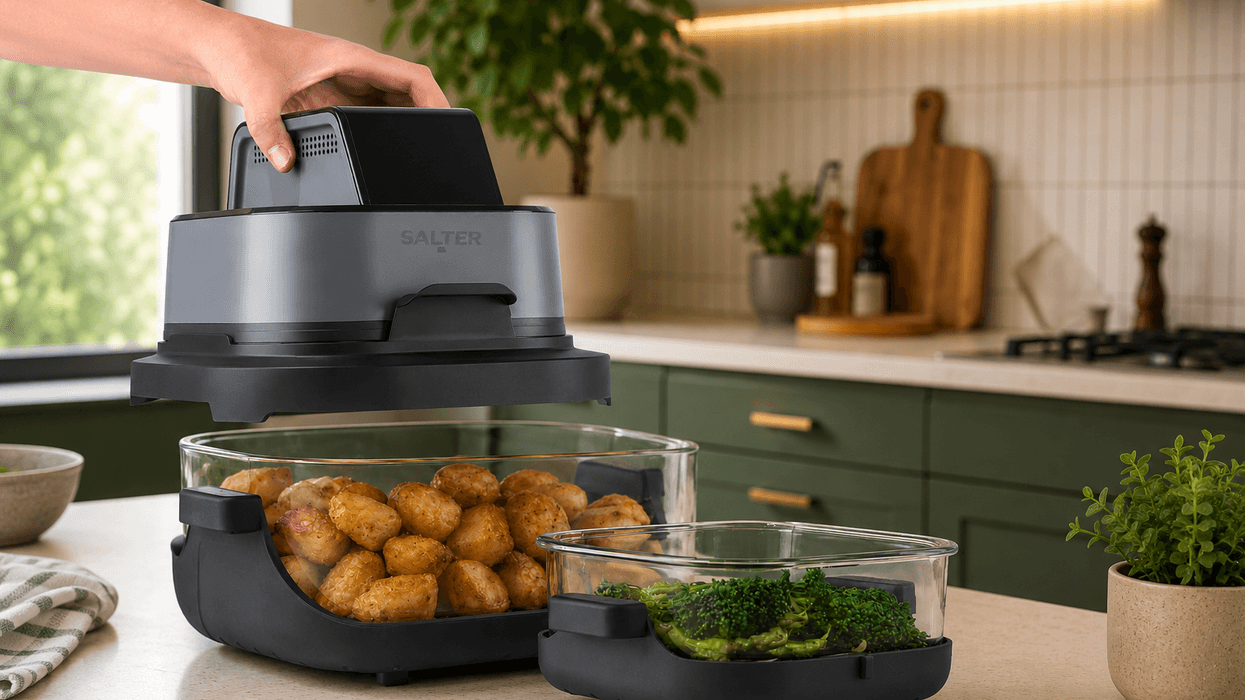Salter Crisp & Go portable air fryer on kitchen counter