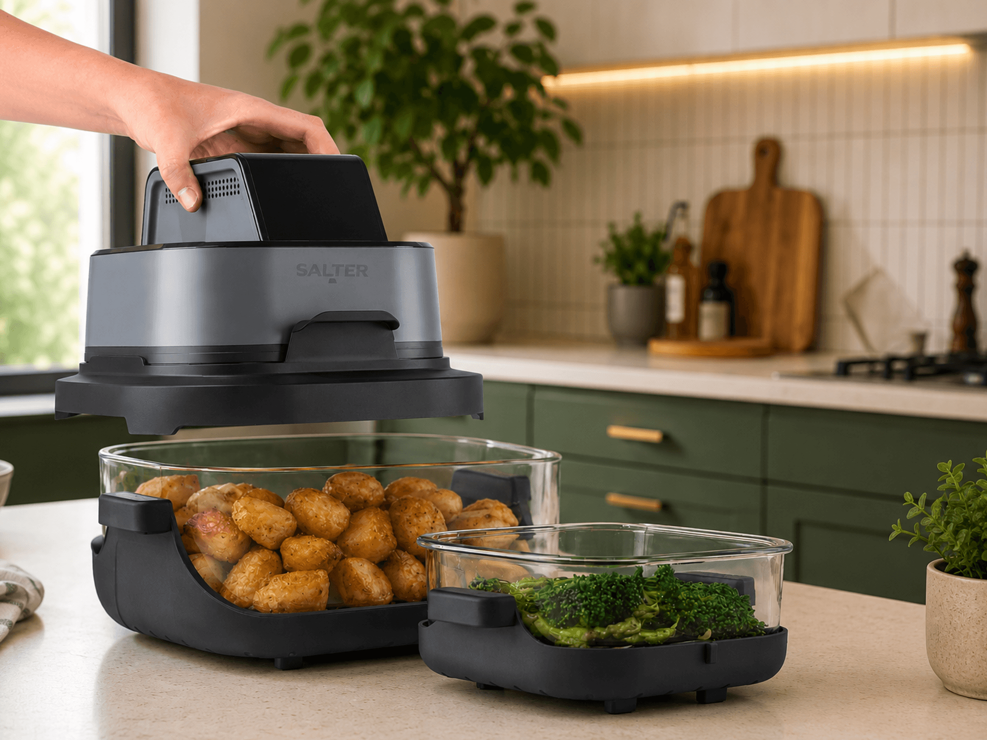 Salter Crisp & Go portable air fryer on kitchen counter