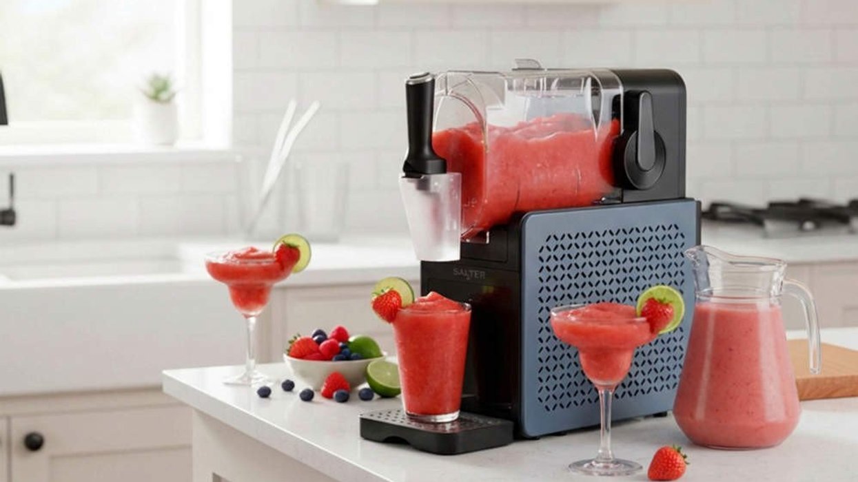 Salter slushie maker on counter with frozen drinks