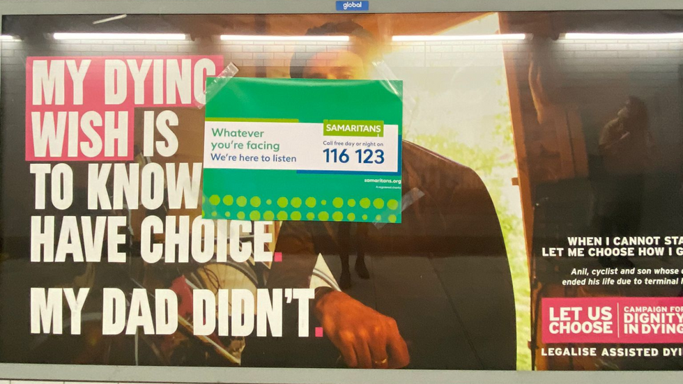 Samaritans posters on assisted dying ads