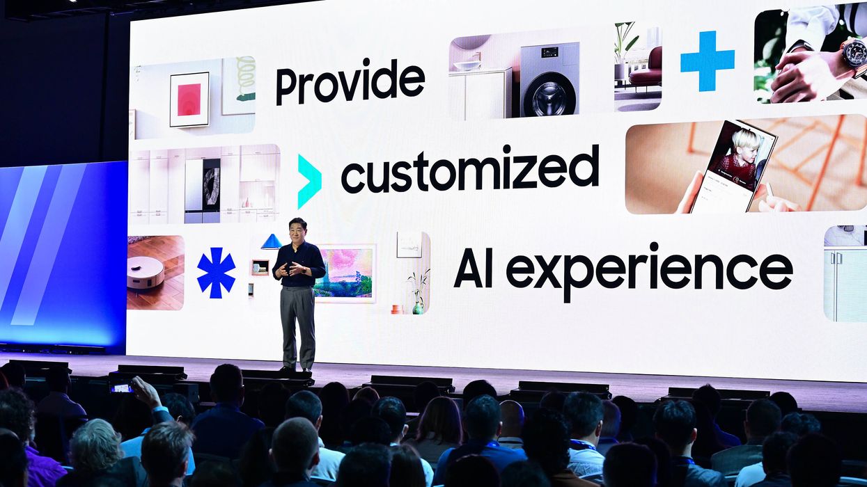 samsung executive on-stage during the SDC keynote in San Francisco talking about Galaxy AI