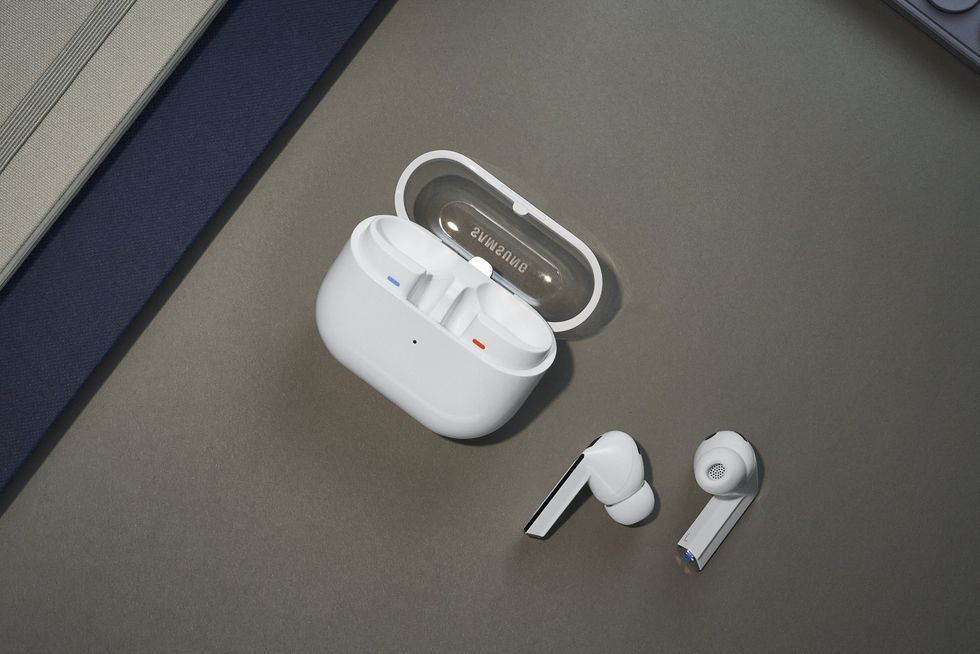 samsung galaxy buds3 pro shown on a table