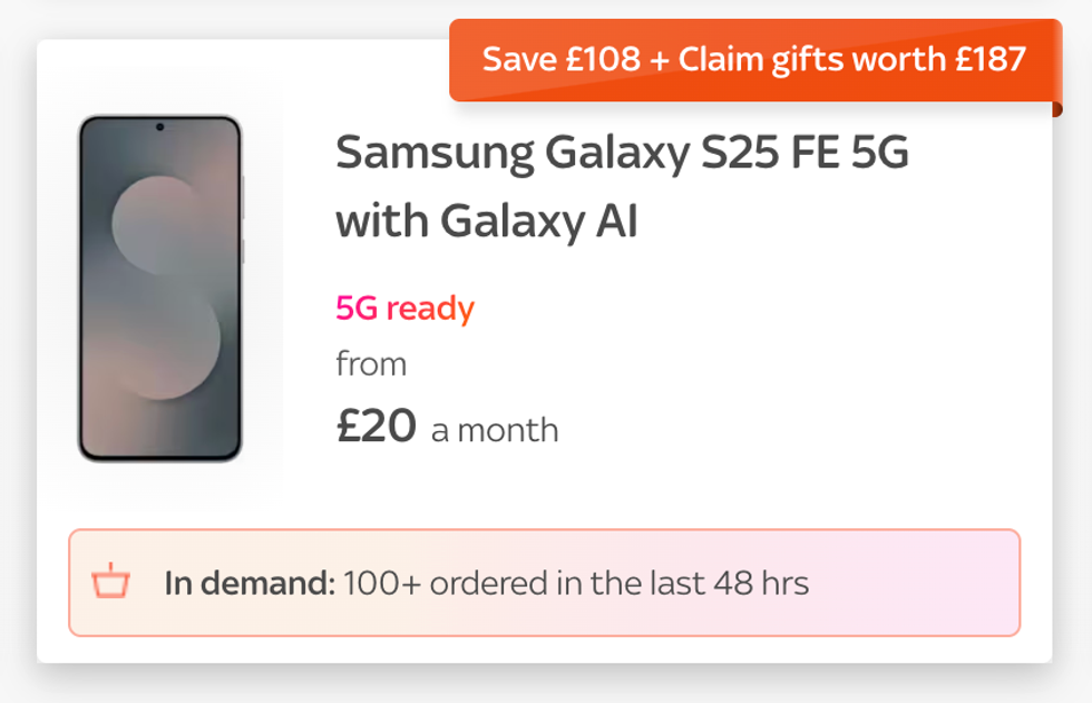 Samsung Galaxy S25 FE offer in demand