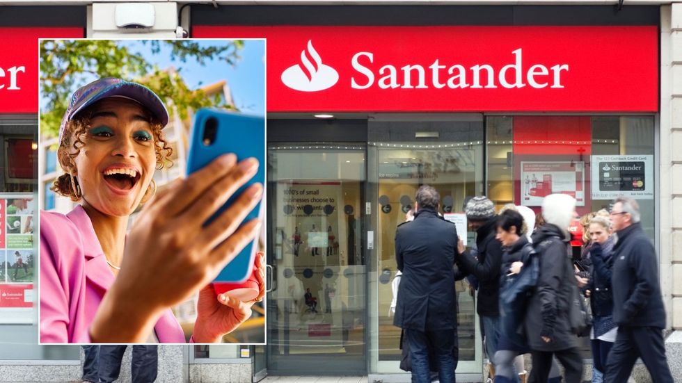 Santander and woman on phone
