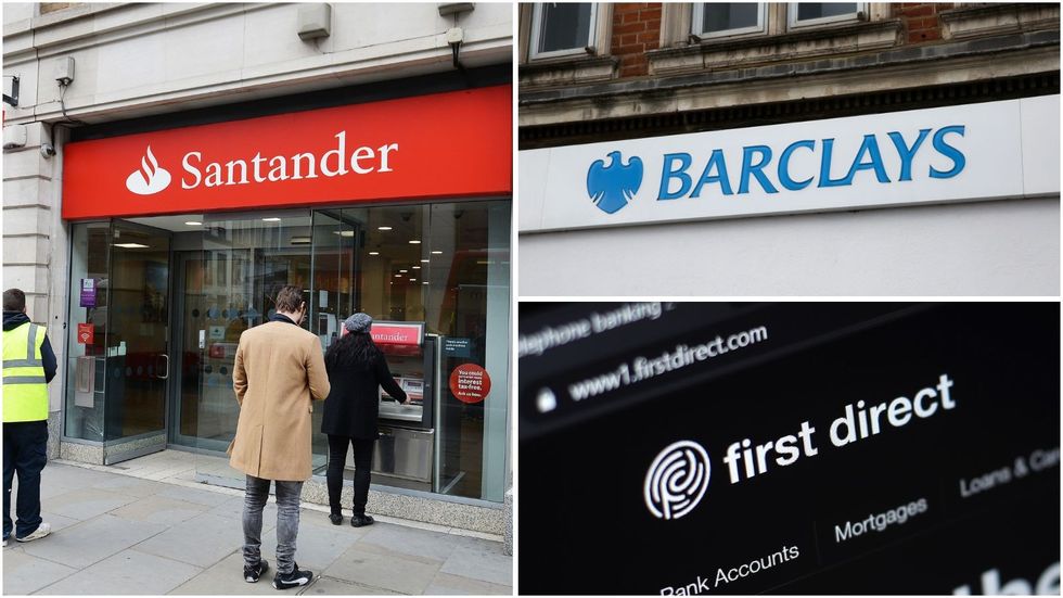 Santander, Barclays anf first direct logos