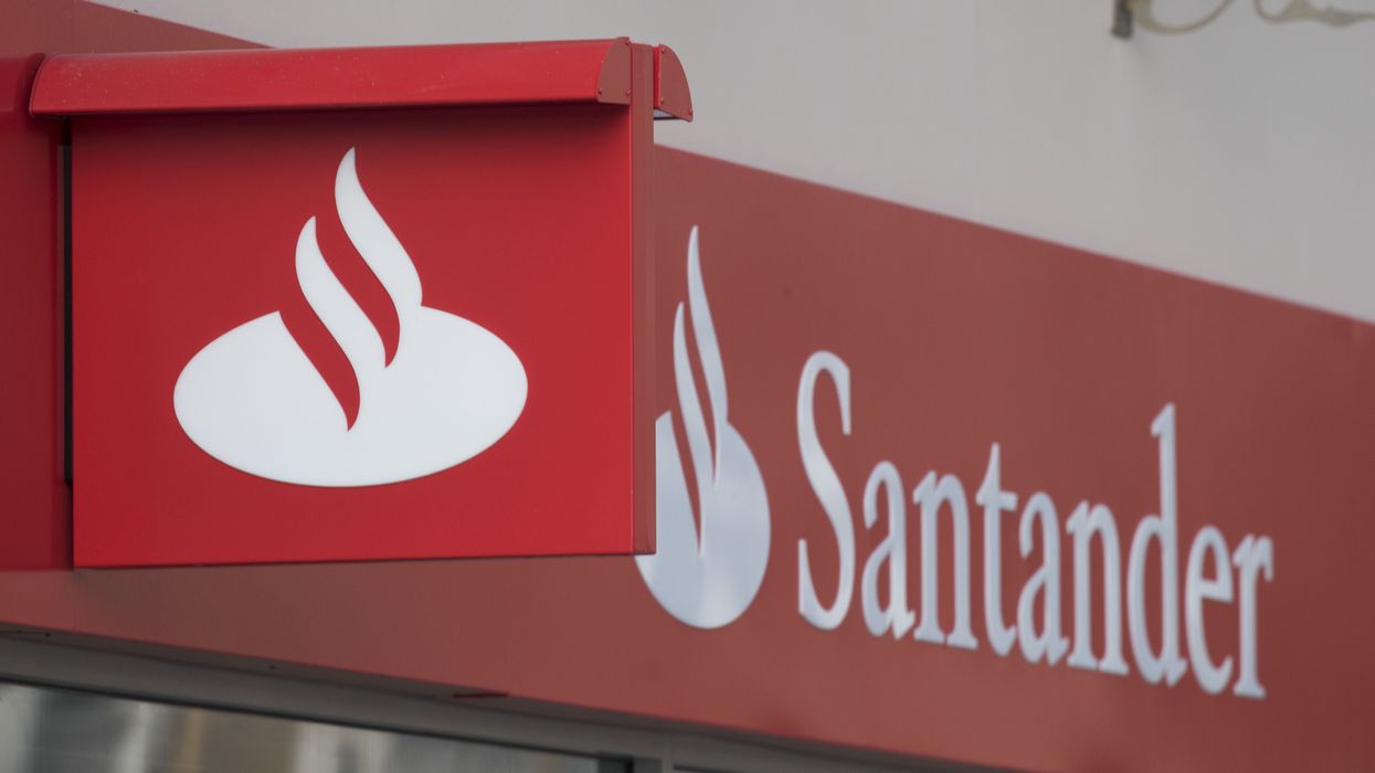 Santander logo outside bank branch