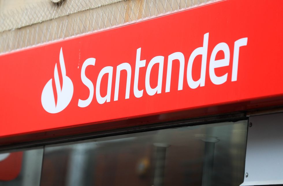 Santander logo outside of bank branch