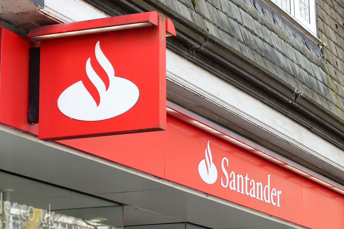 Santander UK logo outside bank branch