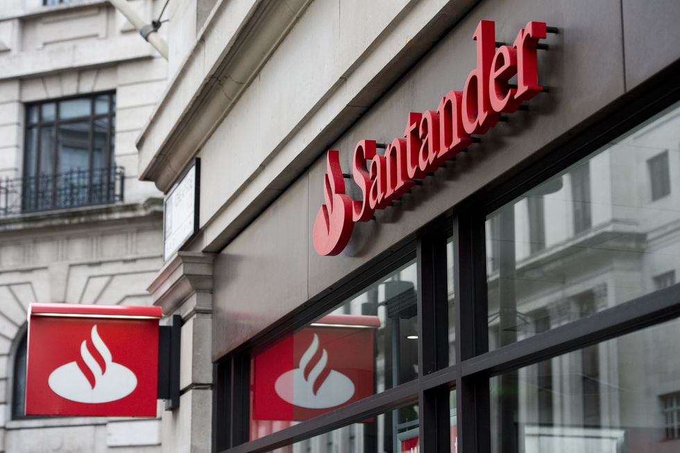Santander UK logo outside bank branch