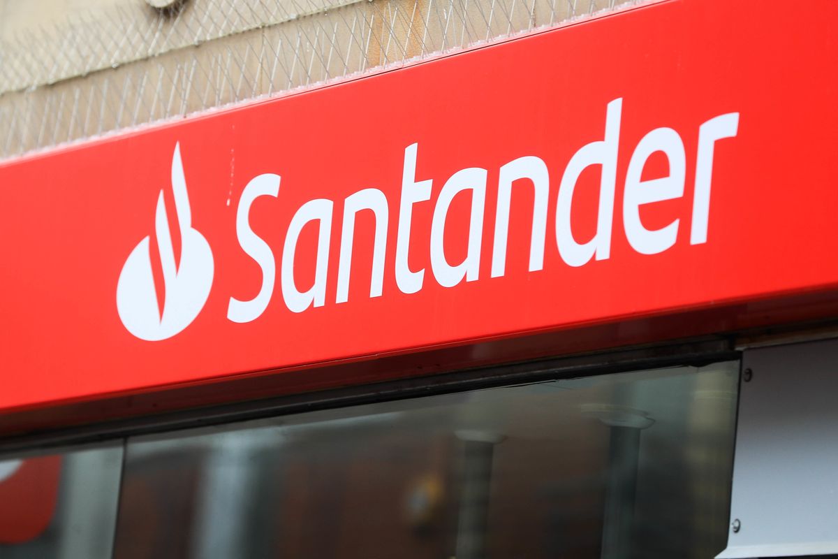 Santander UK logo outside bank branch