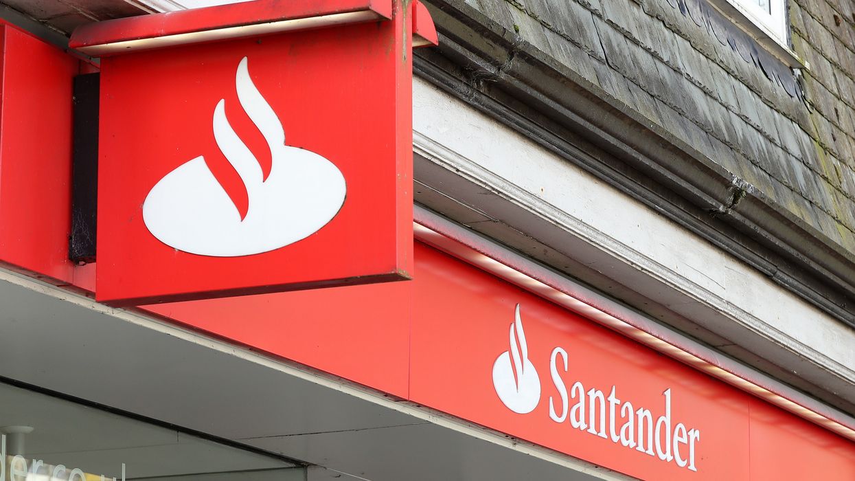 Santander UK logo outside bank branch