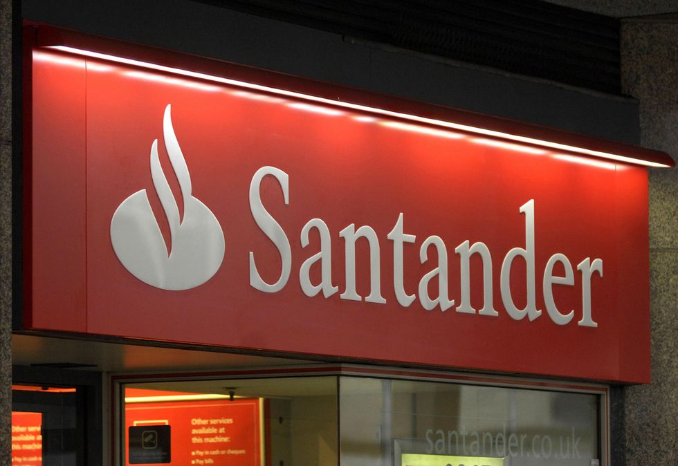 Santander UK logo outside of bank branch