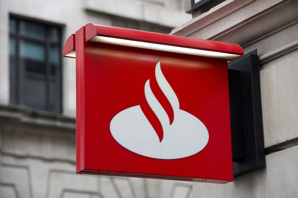 Santander UK sign outside bank branch