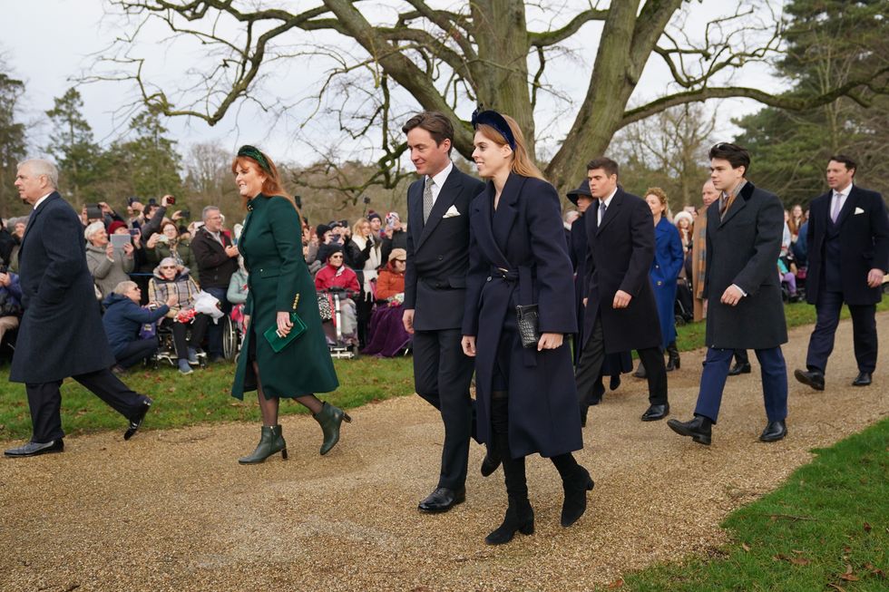 Sarah Ferguson walking alongside other royals