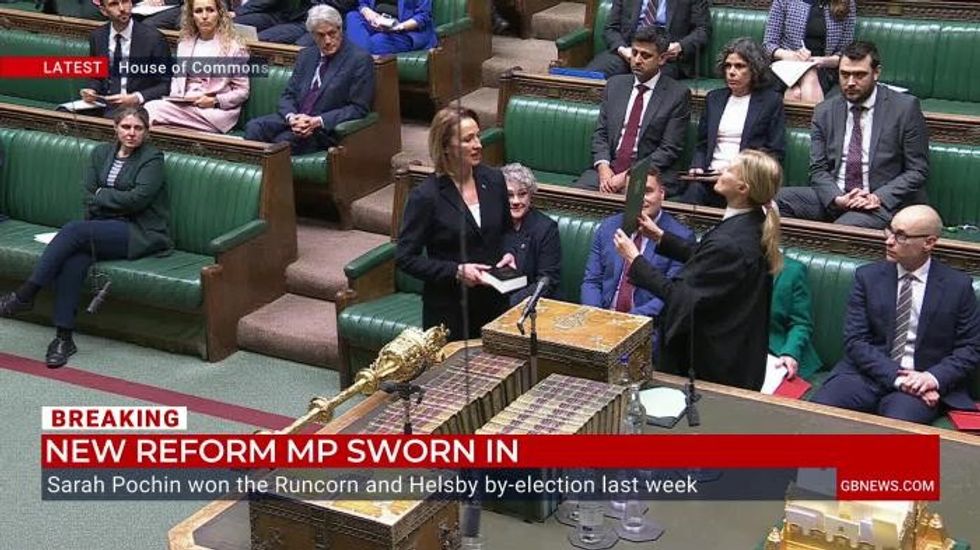 Sarah Pochin getting sworn in as an MP