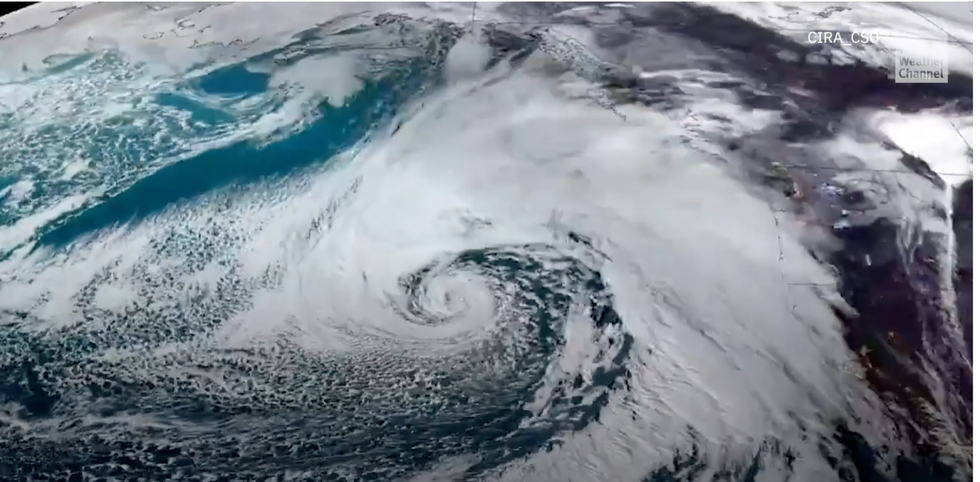 Satellite image showing major storm over US