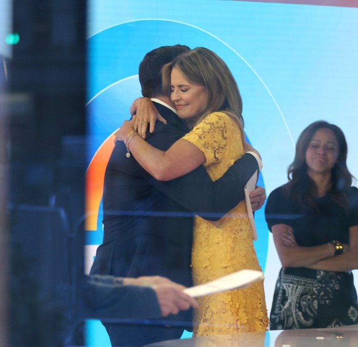 Savannah Guthrie embracing Today cohost Carson Daly