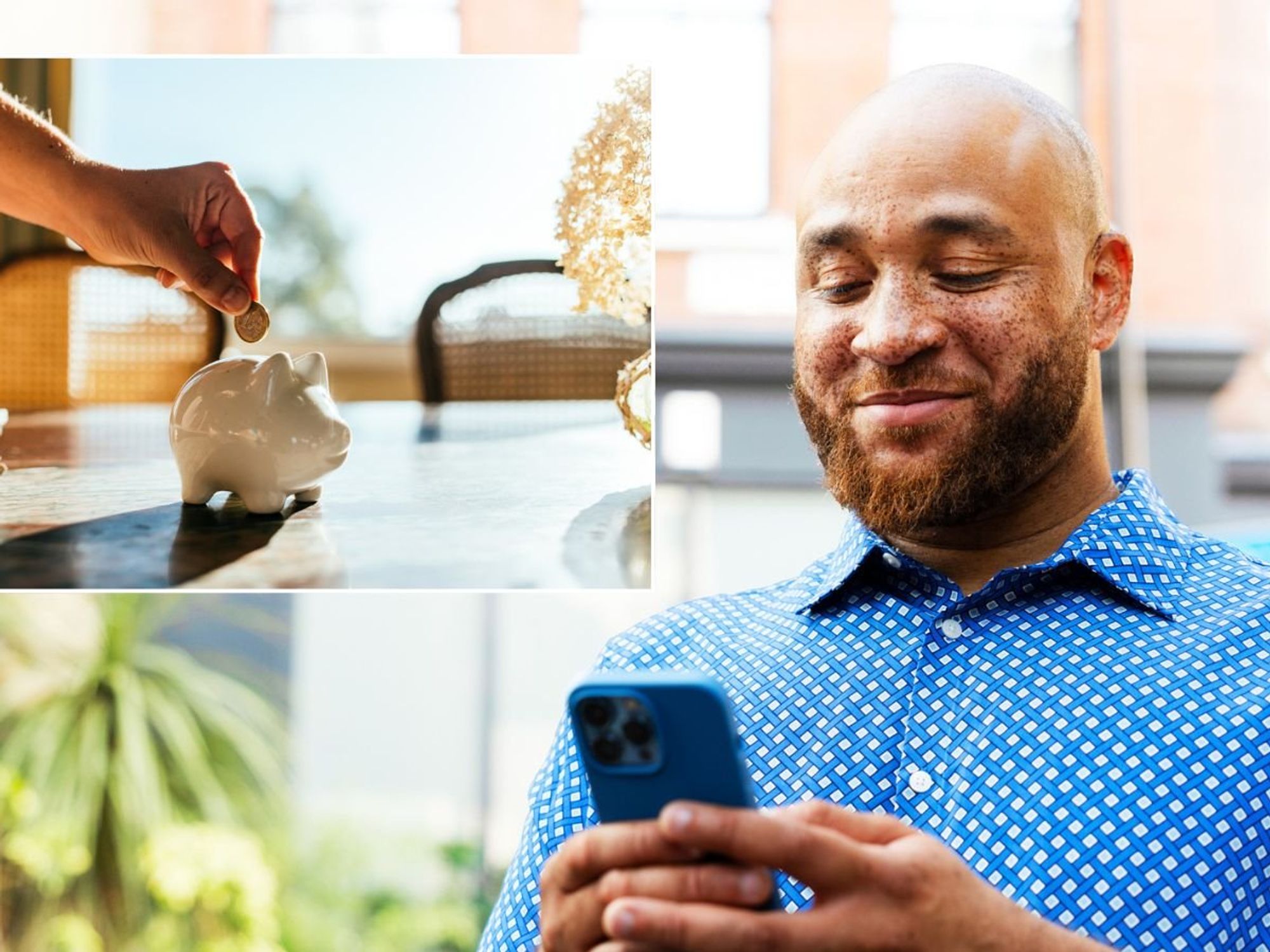 Saver looking at phone