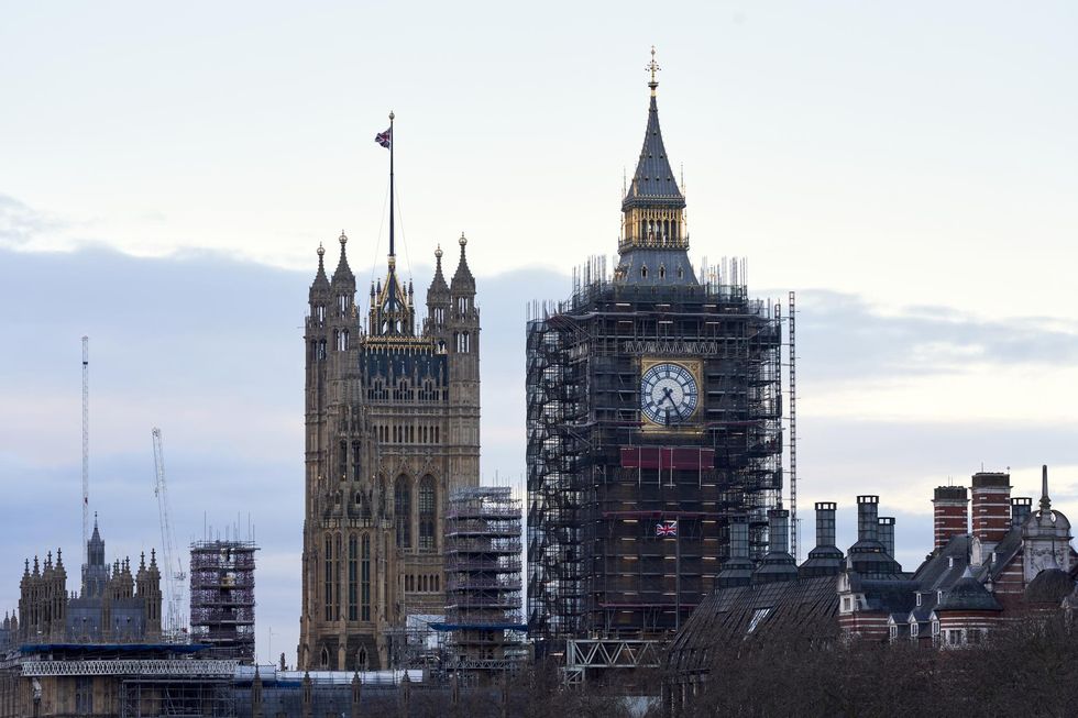 Scaffolding surrounds the under-renovation Elizabeth Tower, commonly known as Big Ben, in Westminster, London. Picture date: Wednesday February 24, 2021.