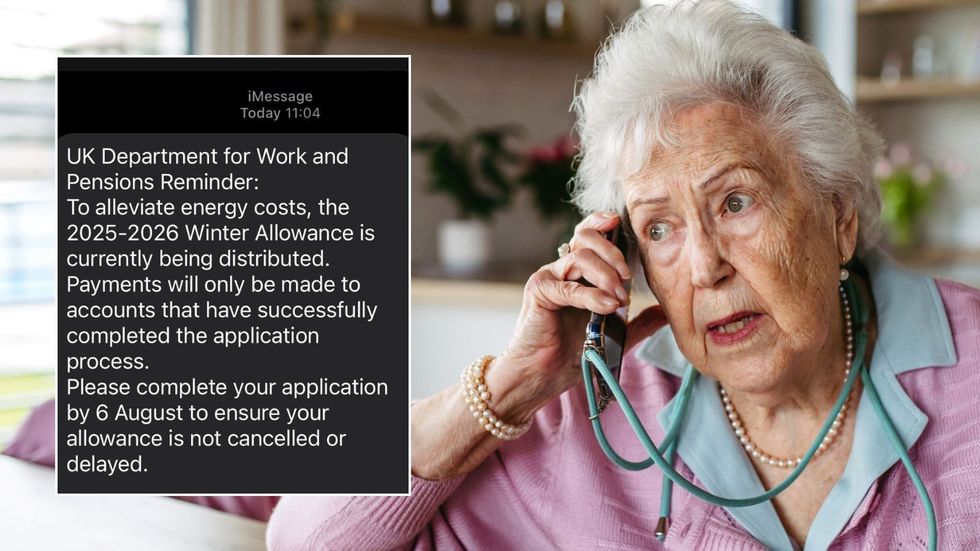 Scam text and older woman