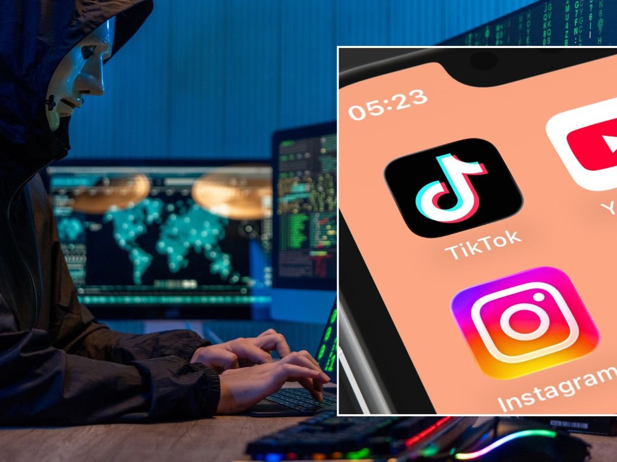 Scammer on laptop and TikTok si
