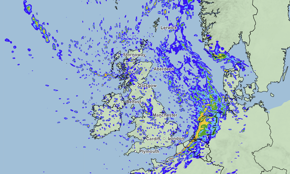 Scattered showers are expected across the UK