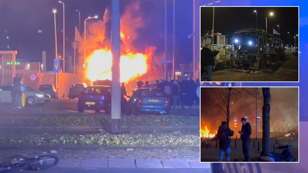 Scenes of the fighting/fires