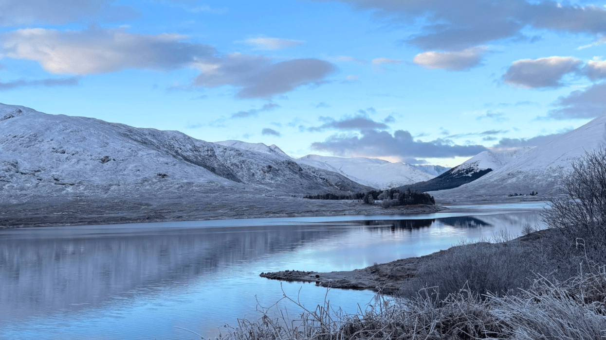 Scenic view of lake against sky during winter, Inverness