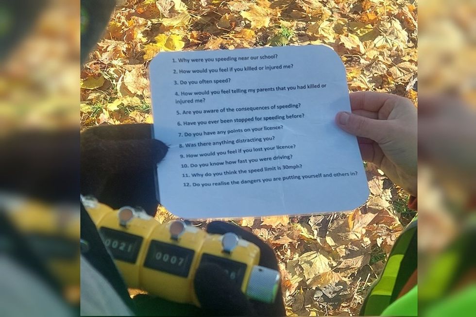 School children helping Essex Police to catch speed drivers