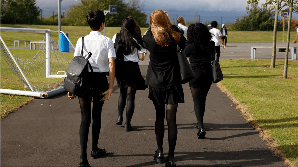 School girls walking