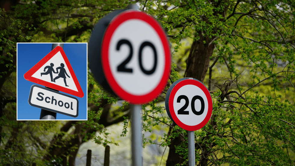 School sign and 20mph limits