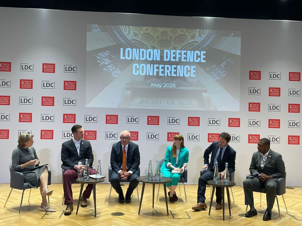 Scorr Morrison speaking on a panel at London Defence Conference 2025