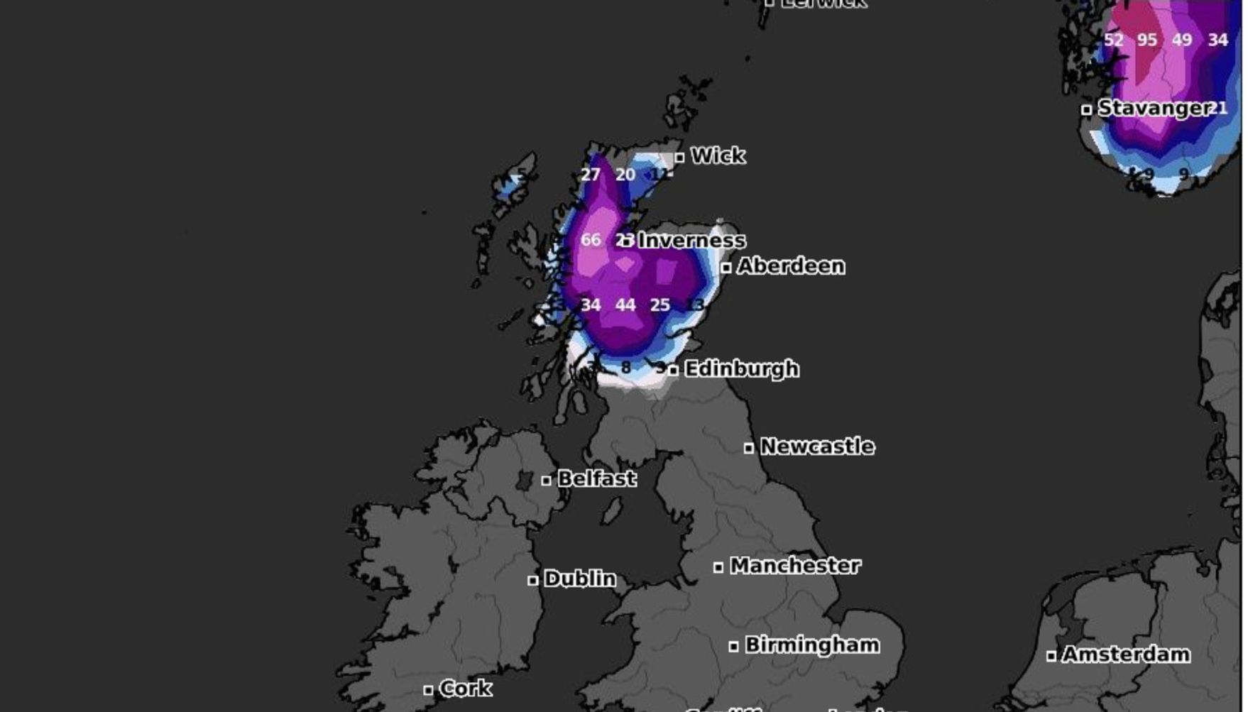Scotland could see 99cm of snow.