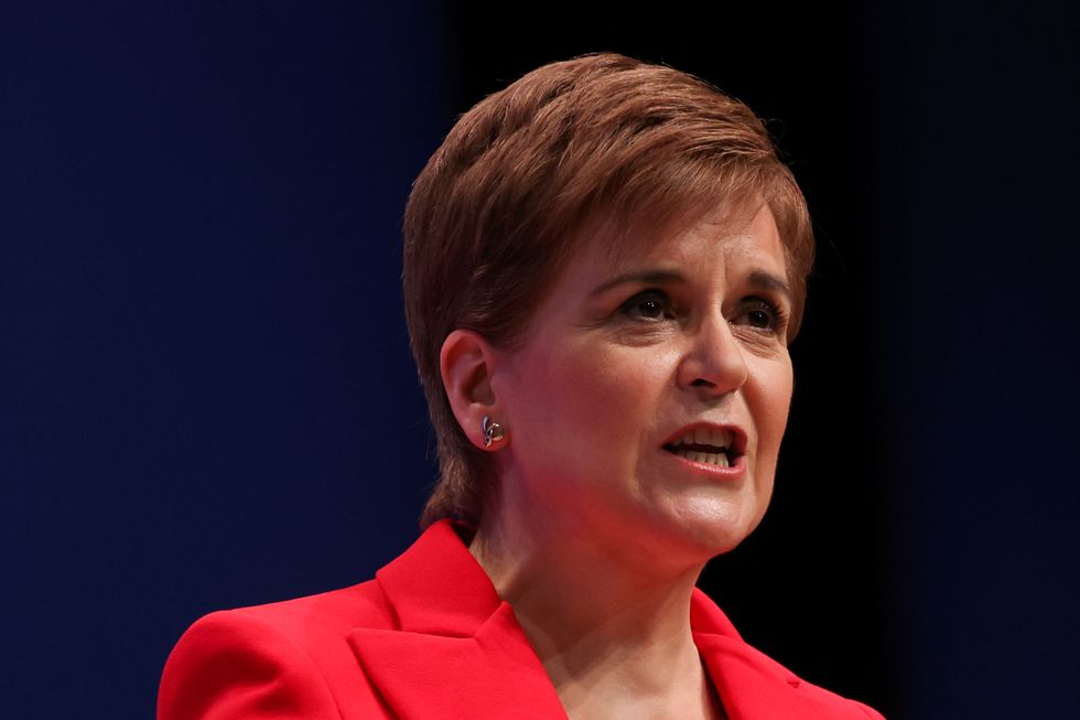 Scotland's First Minister and Scottish National Party (SNP) Leader Nicola Sturgeon speaks during the Scottish National Party (SNP) Annual National Conference in Aberdeen, Scotland, Britain October 10, 2022. REUTERS/Russell Cheyne