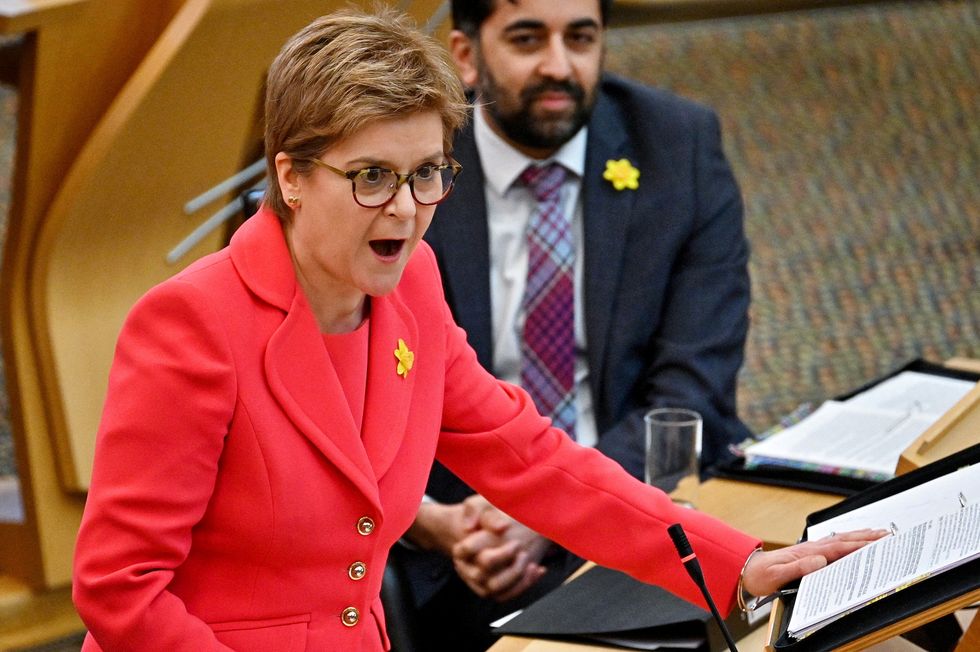 Scotland's First Minister Nicola Sturgeon attends the weekly First Minister's Questions at the Scottish Parliament in Edinburgh, Scotland