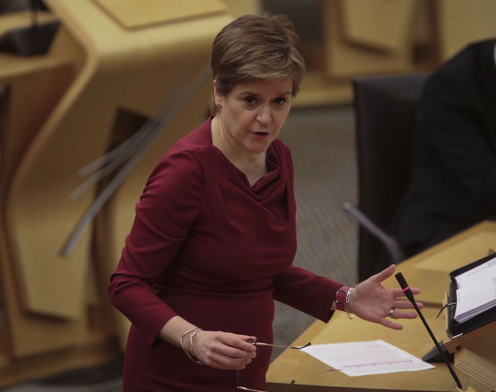 Scotland's First Minister Nicola Sturgeon, during First Minster's Questions at the Scottish Parliament in Holyrood, Edinburgh. Picture date: Thursday December 23, 2021.