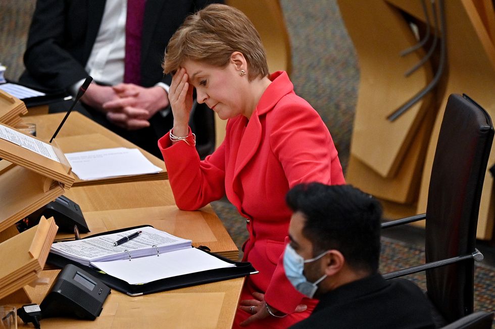 Scotland's First Minister Nicola Sturgeon, during First Minster's Questions at the Scottish Parliament in Holyrood, Edinburgh.