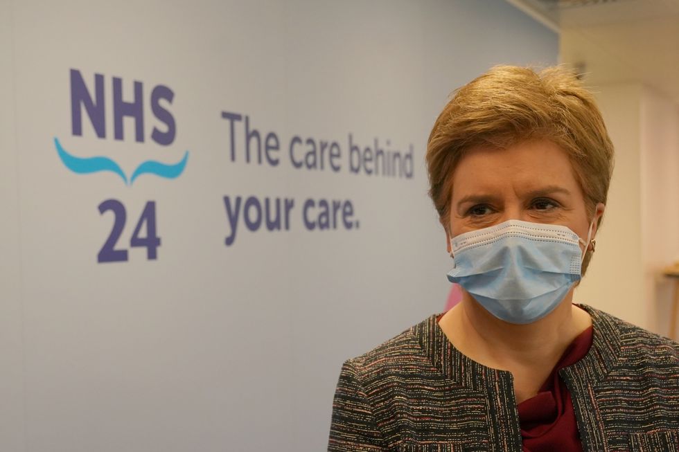 Scotland's First Minister Nicola Sturgeon during her visit to open NHS 24's new centre at Hillington, Glasgow as part of the organisations 20th Anniversary celebrations. Picture date: Monday May 9, 2022.