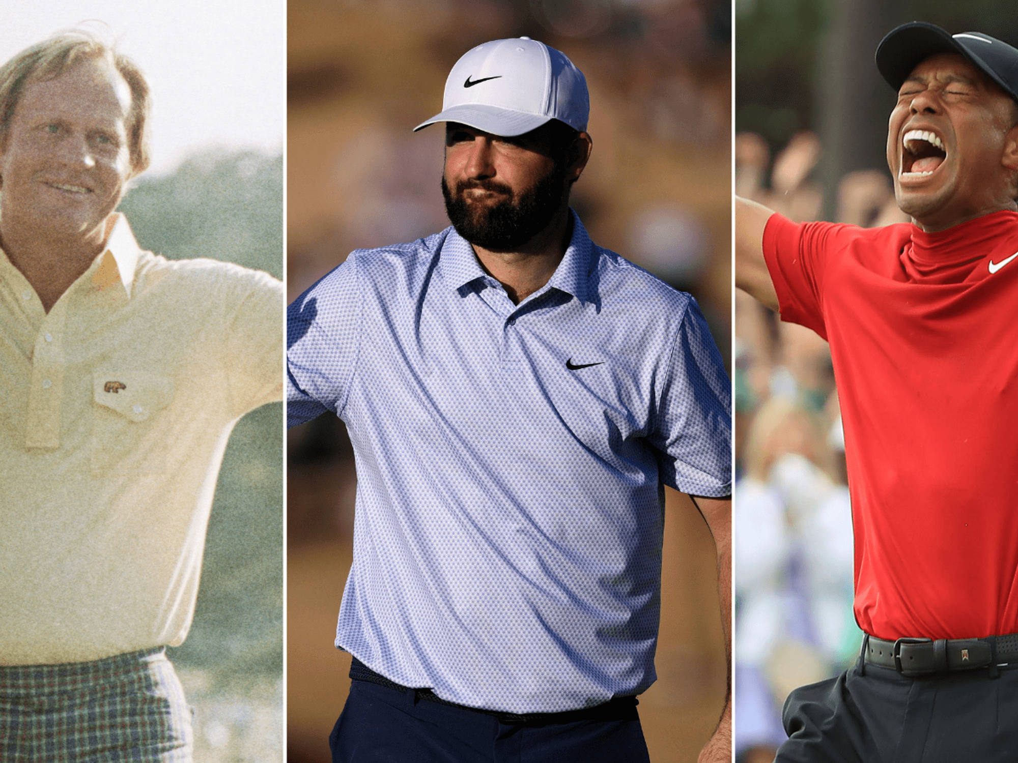 Scottie Scheffler, Tiger Woods and Jack Nicklaus